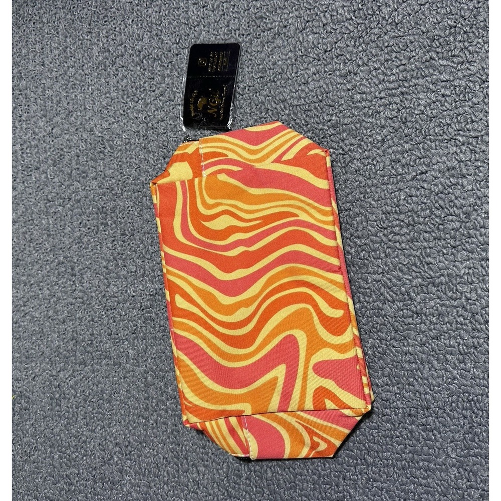NGil Orange Pink Yellow Swirl Zip Makeup Bag Cosmetic Pouch 11in x 7in